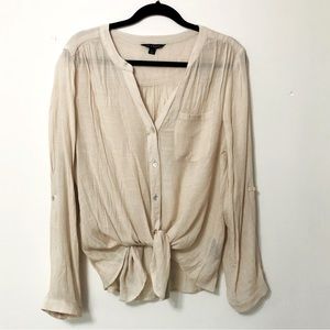 Zac & Rachel Blouse Tie-Front Long-Sleeve Button-Up Size X-Large